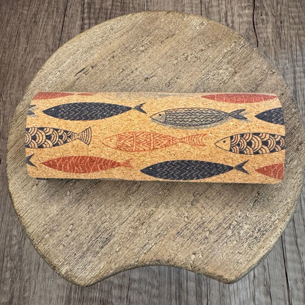 Cork Sunglasses Case Fish Hard Shell Brown Sunglasses Holder NEW FAST SHIP